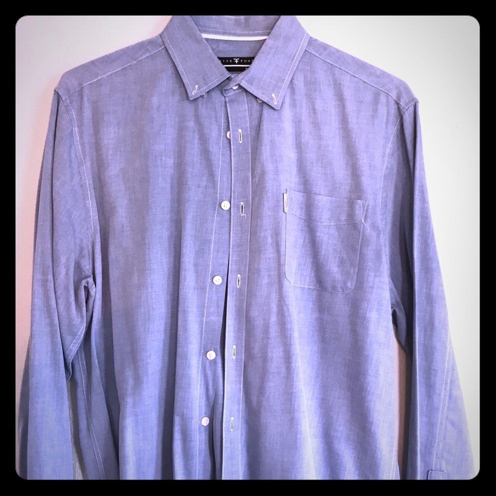 Five four slim fit blue dress shirt